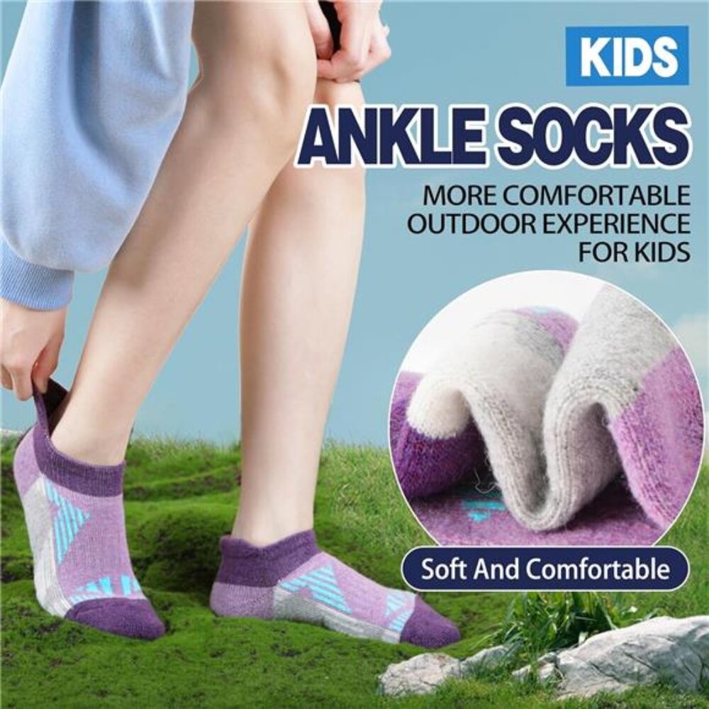 6 Pairs Kids Merino Wool Ankle Socks Thermal Thick No Show Socks - Picture 2 of 7